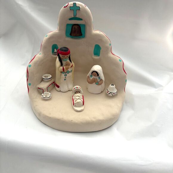 Native American Teissedre Clay Pottery Nativity Set Vintage - Picture 3 of 10